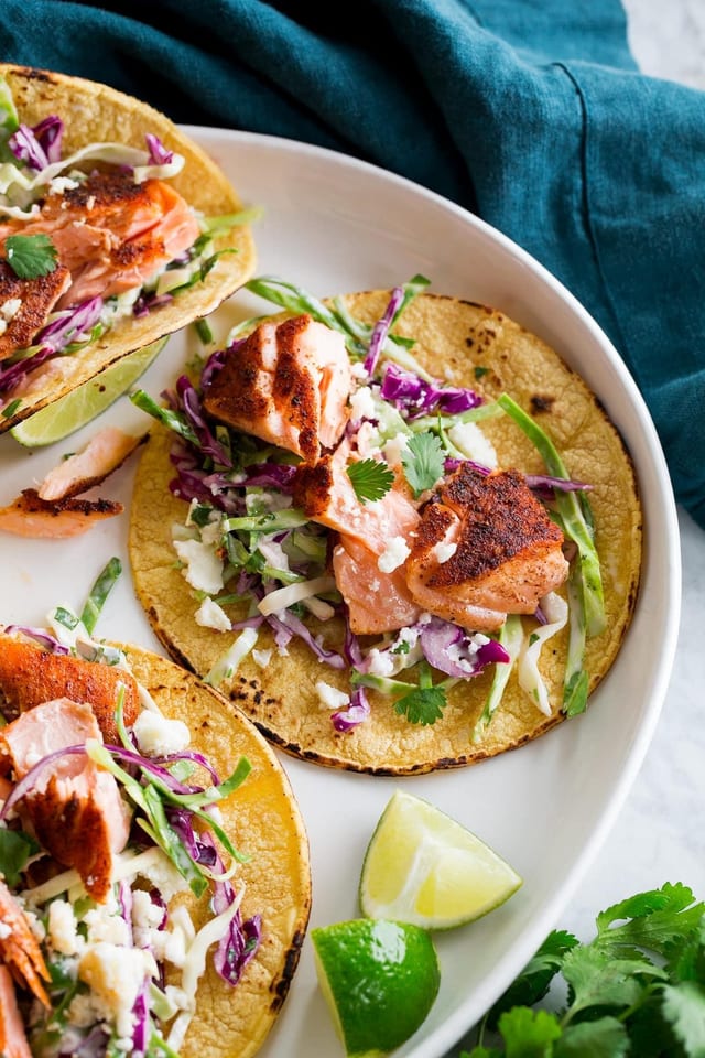 Salmon Tacos.